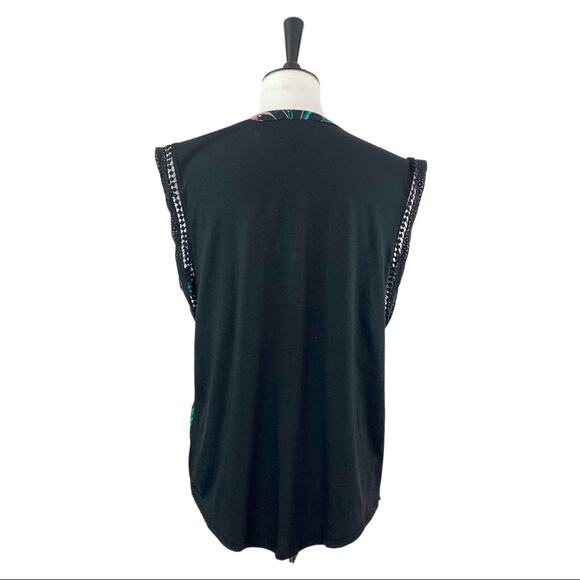 A New Day Target Blouse NEW Black Green Pink Tropical Floral Top Women's Medium - Picture 4 of 12